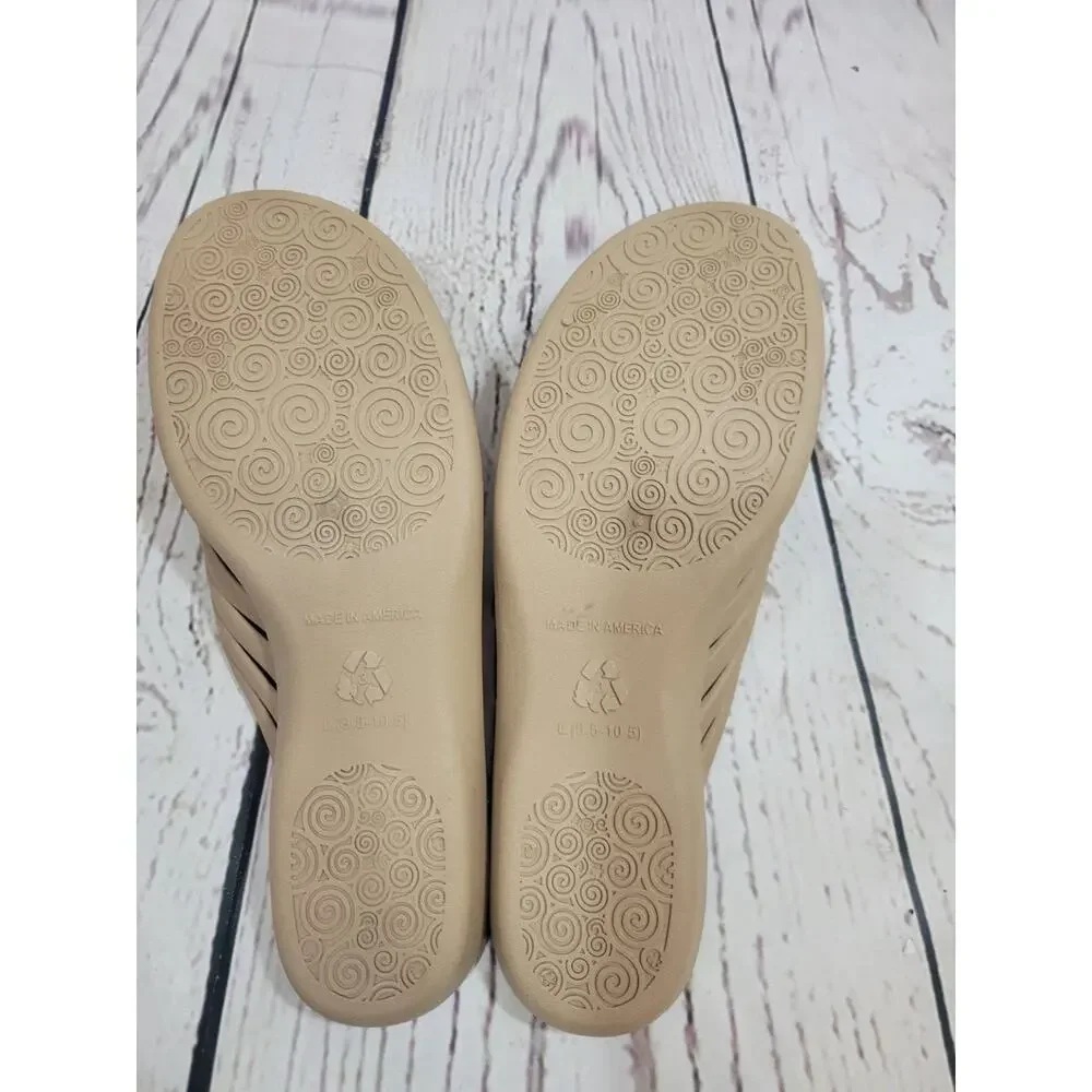 Okabashi Venice Tan Arch Support Slip‎ On Slides Sandals Size Large (9.5-10.5)